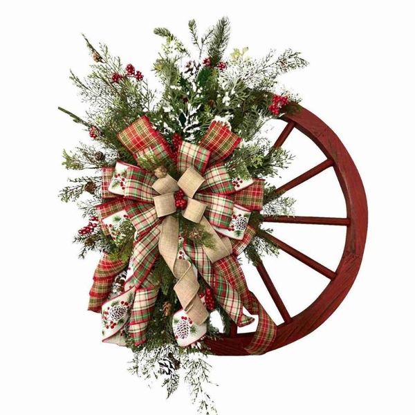 

decorative flowers & wreaths christmas rattan wreath pine natural branches berries&pine cones supplies home door decoration
