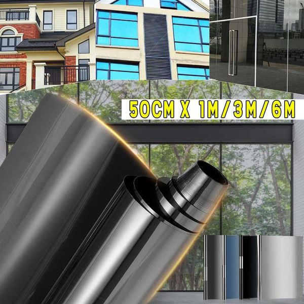 

window stickers film 1/3/6m mirror uv rejection solar multi one way tint for home bussiness glass