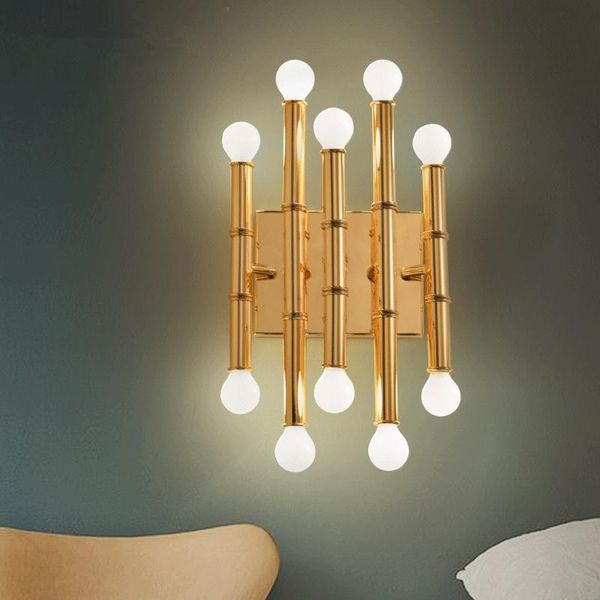 

wall lamps black / gold nordic loft villa lamp art creative designer kitchen bamboo light concise living dining room led lights