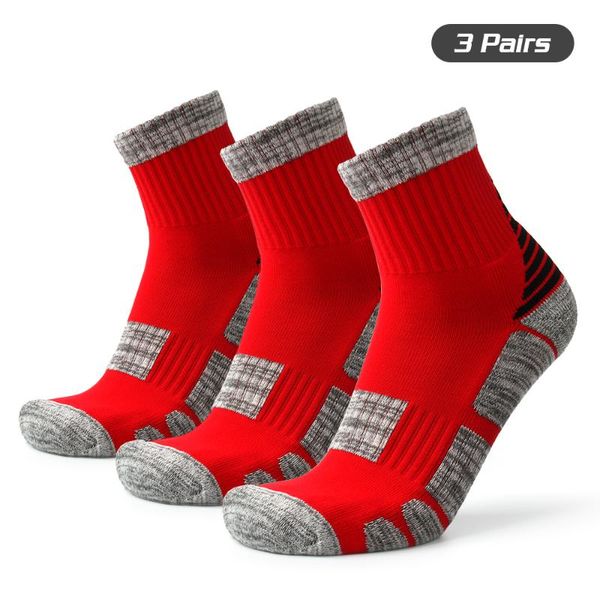 

sports socks 3 pairs anti slip performance athletic crew basketball soccer running climbing trekking, Black