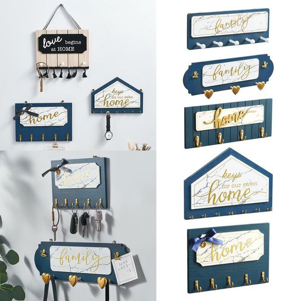 

wooden sign wall hanging hooks keys coat rack hanger holder home decoration & rails