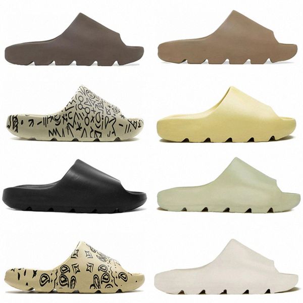 

slipper sandals kanye sandal graffiti desert sand triple black white resin slide foam runner sesame street pattern slippers mens womens west