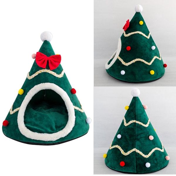 

christmas tree shape dog cat bed house home warm sleeping nest cage kennels & pens