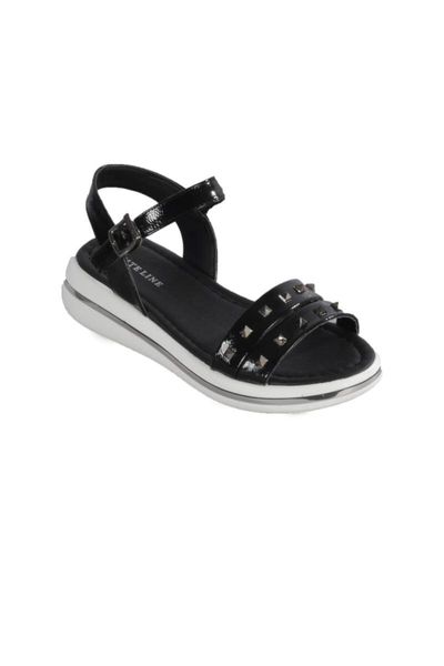 

sandals women's black white angel 2001 japanned leather