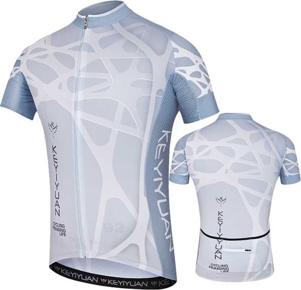 

racing jackets keyiyuan2021 men breathable cycling wear mountain bike summer short sleeve maillot wielren kleding camisa de ciclismo, Black;red