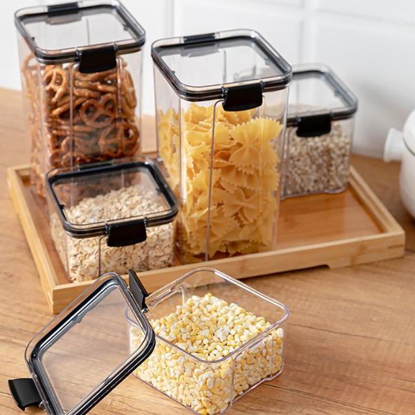

storage bottles & jars 1800ml dry food box containers transparent stackable kitchen spaghetti noodles sealed tank organizers