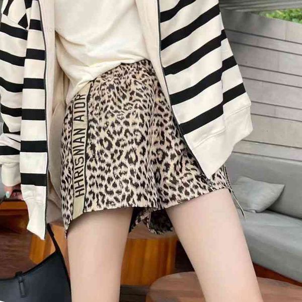 

pants trousers 2021 summer d home double side letter jacquard fabric elastic waist fashionable leopard bottom shorts women, Black;white