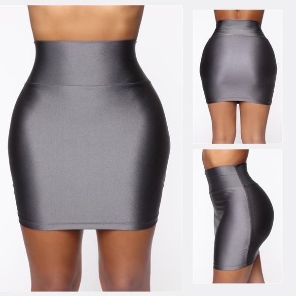 

skirts casual silk solid color mini skirt women summer office lady high waist elegant satin short fashion ladies four seasons, Black