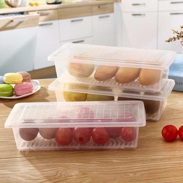 

1pcs fresh storage box kitchen fridge crisper home fruit rectangle drain fish seal organiz y2e8 bottles & jars
