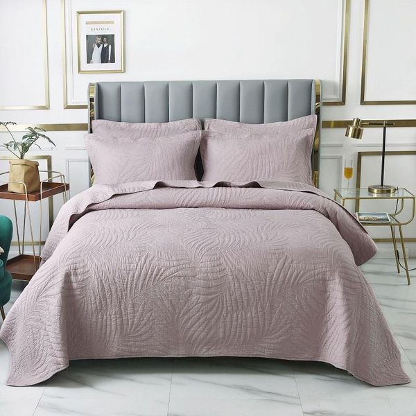 

comforters & sets pink cotton bedspread on the bed quilt set 3pcs coverlet solid embroidered cover king queen size quilted blanket for