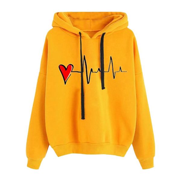 

women's hoodies & sweatshirts autumn winter sweatshirt women long sleeve heart print hoodie harajuku oversize woman ropa de mujer, Black