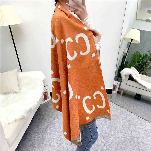 

2021 autumn and winter imitation cashmere brushed scarf women's british fashion letter warm tassel shawl winter bib, Blue;gray