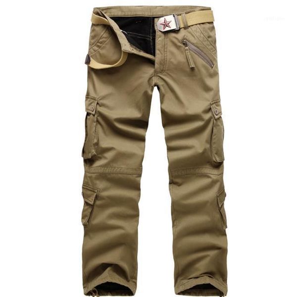 

men's pants men fleece fashion winter brushed thick keep warm baggy trousers overalls thicked mens bottoms plus size 38, Black