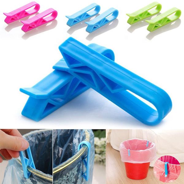 

bag clips 2pcs waste bin trash fixed clip home organizer garbage can lock holder creative slip-proof plastic