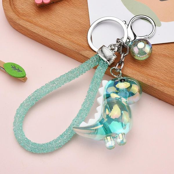 

keychains 2021 acrylic dinosaur doll keychain cute animal charm key chains creative car bag pendant keyring for women men girl gift, Silver