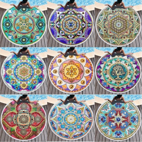 150cm Boho Beach Towels Tropical Impresso Grande Toalha Redonda Microfiber Tecido Banheira para sala de estar Decorativo para casa