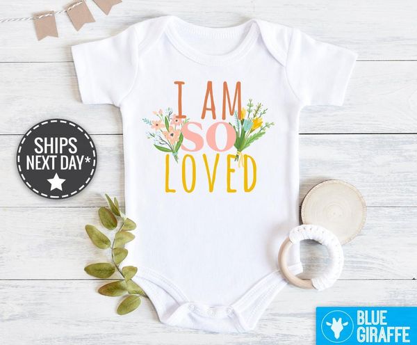 

rompers baby girl clothes i am so loved onesie cute floral boy bodysuit, Blue