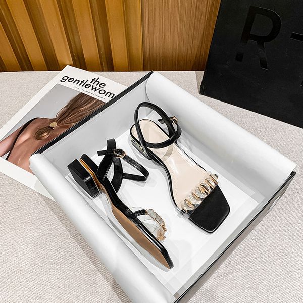 

sandals women's sandals with thick heels summer fairy style versatile shoes 691-1 bg49, Black