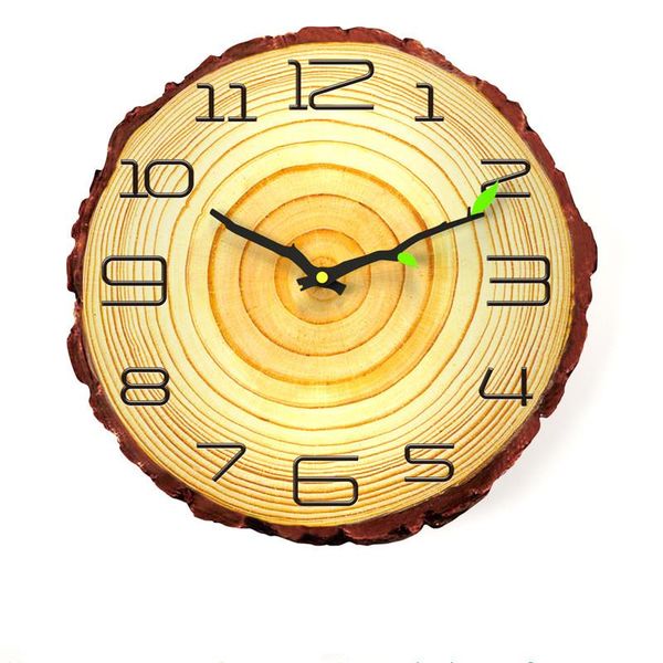 

wall clocks 30cm nordic creative clock wood grain annual ging living room mute ring quartz for home bar decoration
