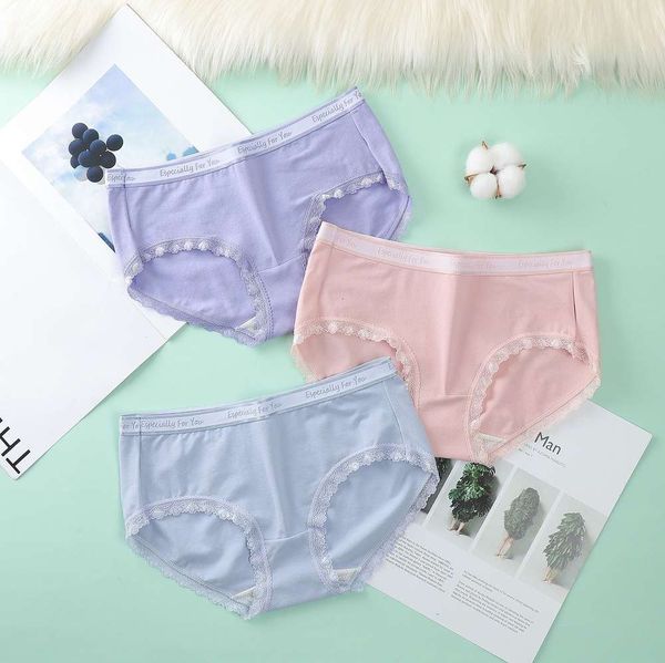 

50 pieces of pure cotton underwear women's traceless middle waist hip lifting comfortable and breathable bottom crotch briefs, Black;pink