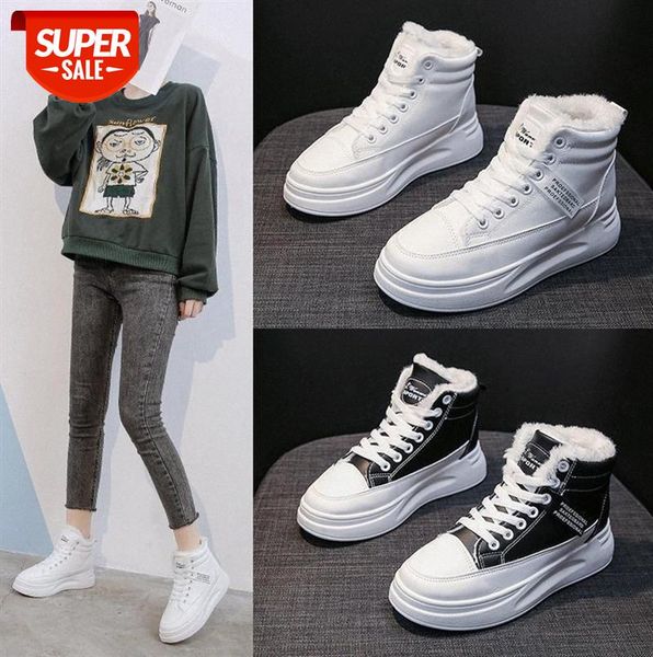 

korean version of ins plus velvet high-white shoes female wild student warm cotton running #er1n