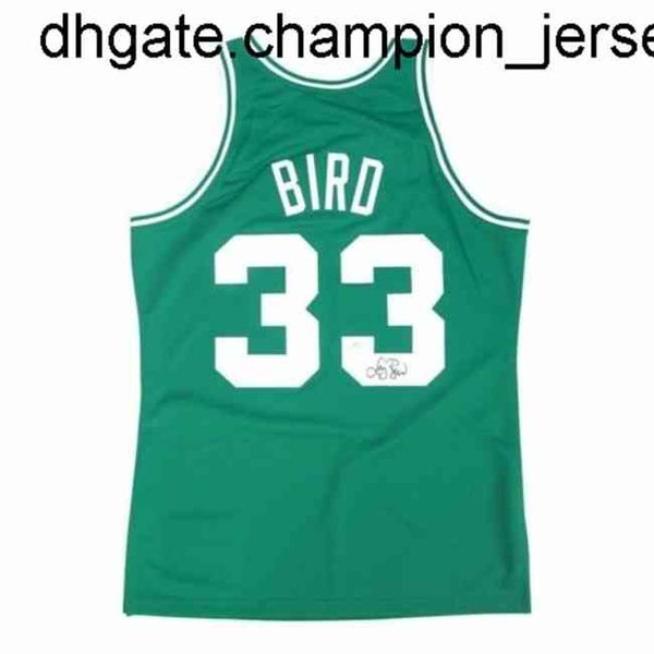 

new goods larry bird mitchell & ness 40 md holo signed jersey vest stitched throwback basketball jerseys vest shirt, Black
