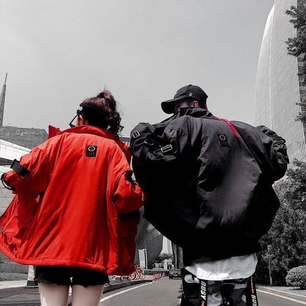 

women's trench coats 2021 hip hop ribbon winter thickening parka mens clothing retro harajuku high street acket for men thicken outerwe, Tan;black
