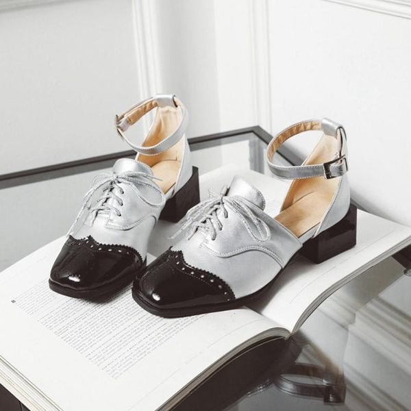 

dress shoes [deat] 2021 spring summer square toe buckle strap hollow out hit colors bandage pu leather sandals for women 10g865, Black