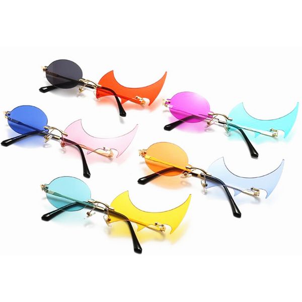 

fashion women & men funny sunglasses rimless sun glasses personality polygon flame eyeglasses masquerade party halloween spectacles a++, White;black