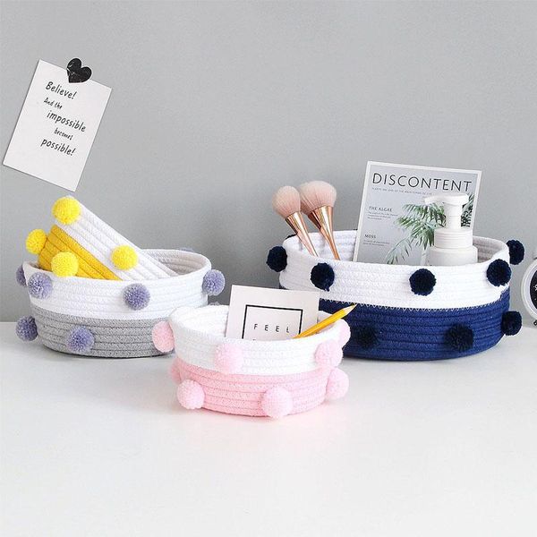 

storage baskets ins hair ball basket woven wedding decoration party organizer cotton rope nordic deskaccessories organization