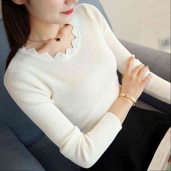 

korean casual women sweater pullover knitted sweaters o neck long sleeve elastic slim pull femme sueter, White;black