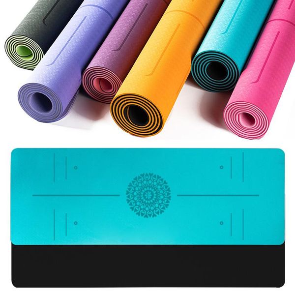 

yoga mats double layer non-slip mat exercise carpet pad with position line for home fitness gymnastics 6mm pilates