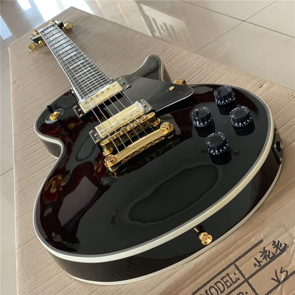 

oem black electric guitar, ebony binding, gold hardware, delivery guitars