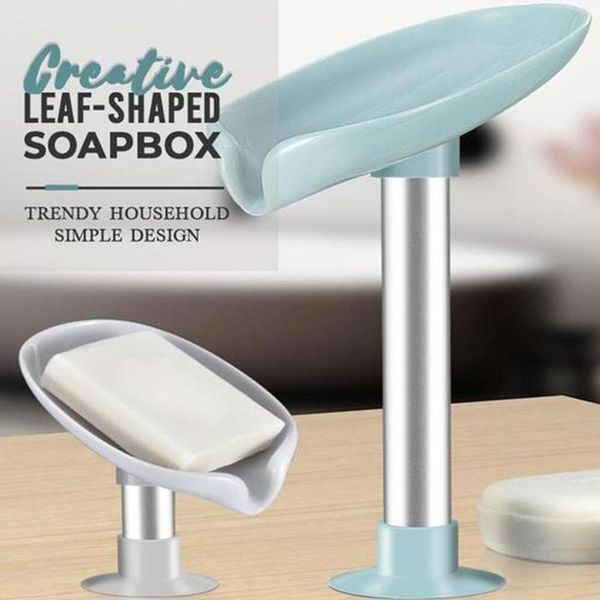 

soap dishes creative dish holder sink sponge drain box leaf standing suction cup drying rack bathroom supply brush case