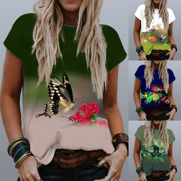 

men's t-shirts -selling casual butterfly fashion print women's o-neck short-sleeved t-shirt 2021 summer shirt, White;black
