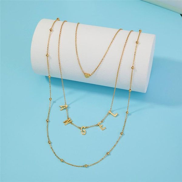 

chokers vintage multi-layered love heart pendant choker necklace set boho golden angel long chain necklaces women christmas gift, Golden;silver
