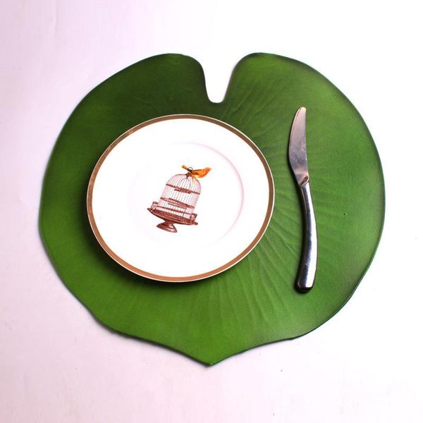 

mats & pads simulation lotus leaf plant placemat eva dinner table mat waterproof oil-proof pad wedding party decor