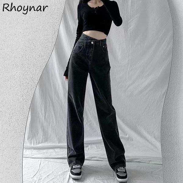 

women's jeans women wide leg elegant fashion simple pure girls full-length all-match high waist autumn casual female streetwear, Blue