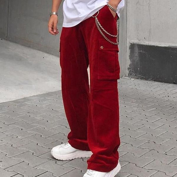 

spring autumn men's outdoor sports leisure trousers street rock personality large pocket mens clothing 2021 pants, Black