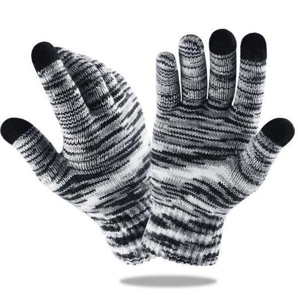 

fingerless gloves knitting men' winter couple models warm wool plus velvet students korean version of the gradient, Blue;gray
