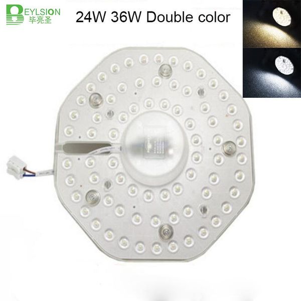 

double color warm white cold octagon led module ceiling light 24w 36w leds replace lamp source ac220v-240v modules