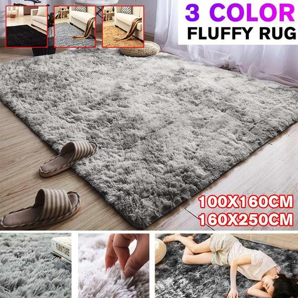 

carpets 160x250cm plush carpet for living room fluffy rug thick bed anti-slip floor gray soft rugs tie dyeing kid mat