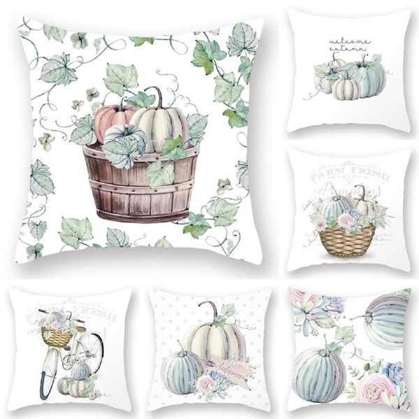 

pillow case pumpkin water color hand printed short plush cover cushion