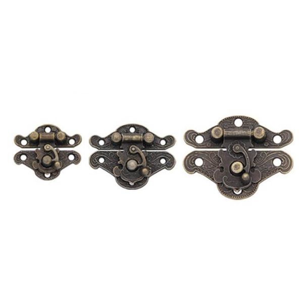 500 pz Bronzo Antico Hasp Chiusura Scatola di Legno Gioielli Serratura Mini Armadietto Fibbia Serrature Maniglia Decorativa 3 Dimensioni