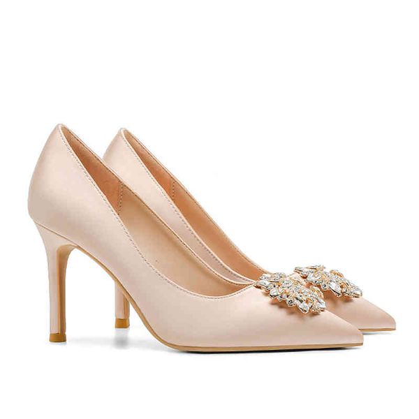 

dress shoes primavera e outono sapatos femininos de seda com salto alto boca rasa apontou strass fivela Ãºnico tamanho 33-42 tdsz, Black