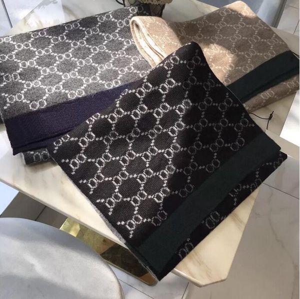

2021 designer fashion warm scarf style accessories simple retro men and women 190x30cm, Blue;gray