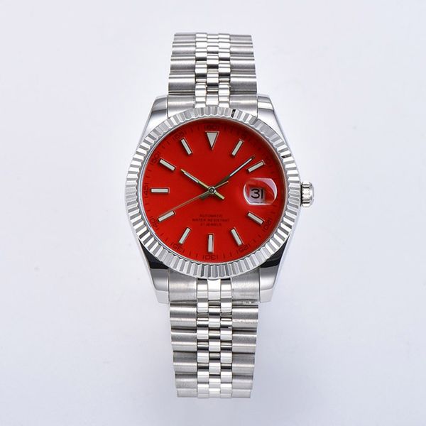 

new watch red personality dial men's watches calendar automatic mechanical men wristwatch 2021 brand zhenwatch, Slivery;brown