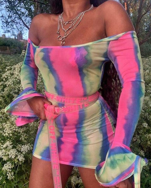 

casual dresses flared sleeve off shoulder bodycon dress, Black;gray