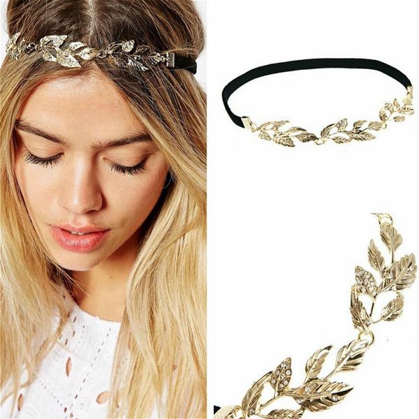 

hair clips & barrettes fashion elegant vintage girls headbands hollow leaf elastic band headwear for women trendy party charm wedding jewelr, Golden;silver