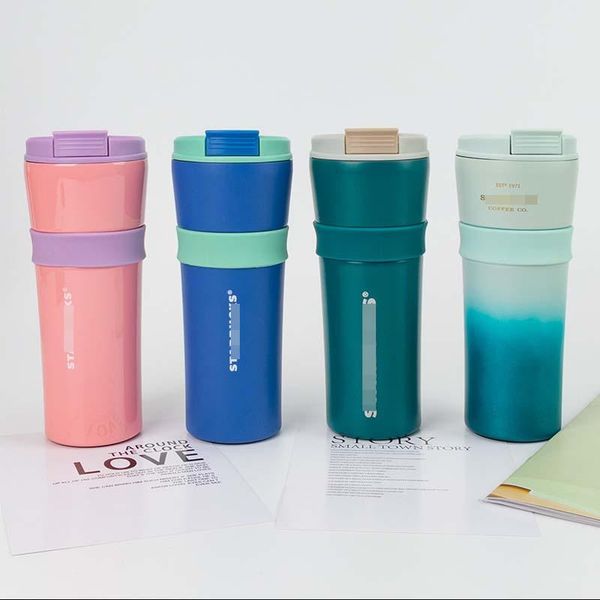 

water bottles gradient vacuum mug for star papa stainless steel car coffee flip cover straw cup men and women couple gift